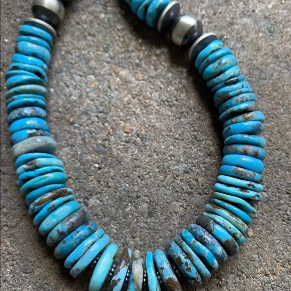 Sterlingsilver Graduatedblue Turquoisebeadnecklace - image 4